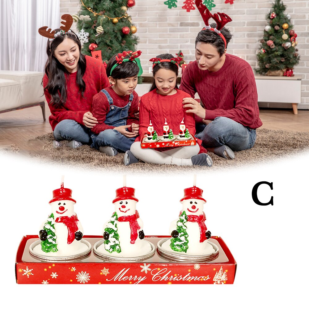 3pcs/Set Merry Christmas Candle Santa Claus Paraffin Candles Xmas Year Wedding Party Supplies Christmas Decorations For Home: C