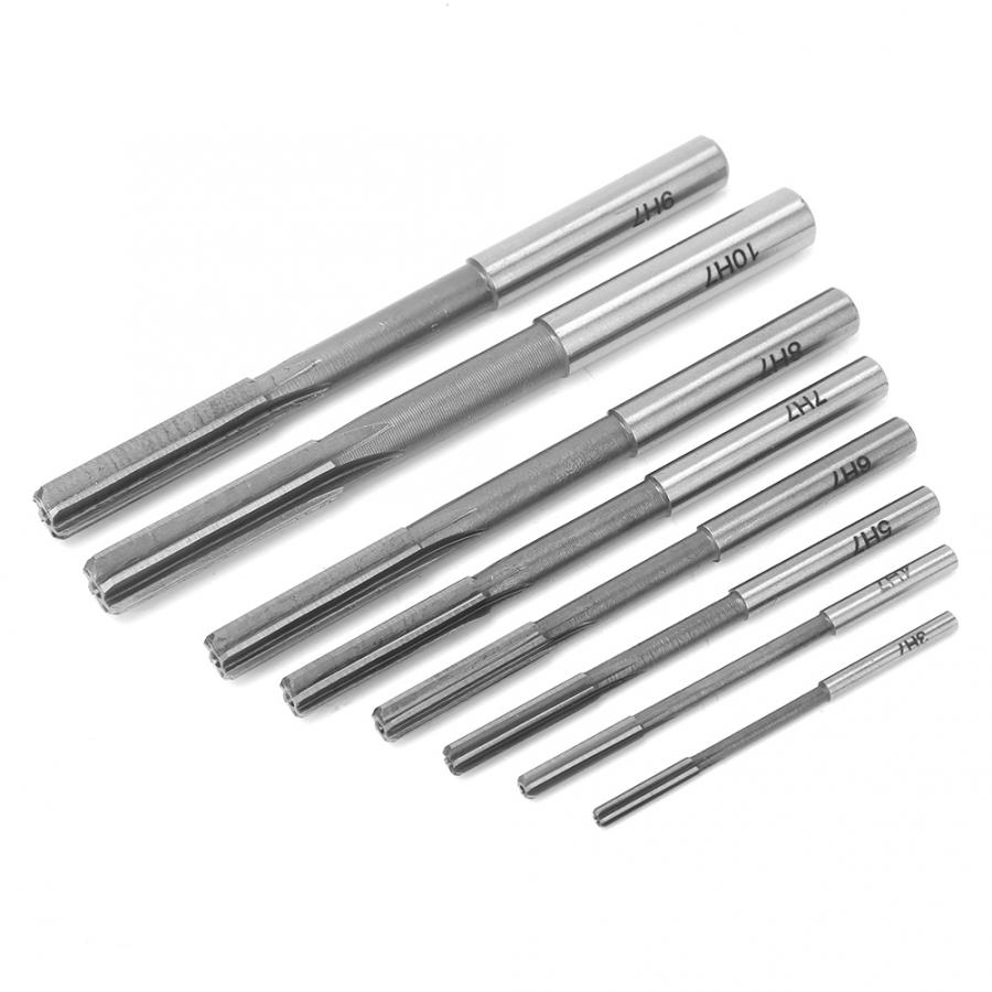 8Pcs Opspannen Ruimer 3/4/5/6/7/8/9/10Mm gat Ruimer Hoge Snelheid Staal Hoge Nauwkeurigheid Rechte Schacht Ruimer