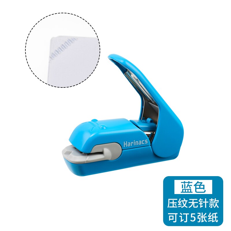 KOKUYO-grapadora Manual sin grapas Harinacs, alicate de estampado grande, para oficina, papelería, seguro, fácil de usar, 1 unidad: 1 pc Embossing Blue