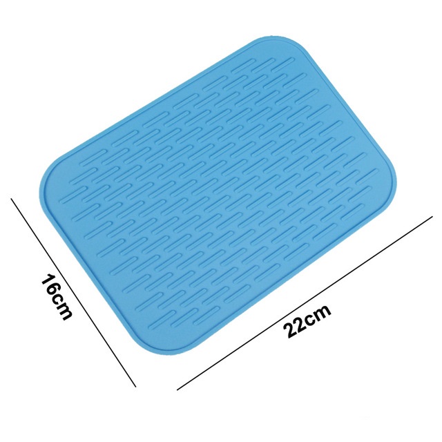 Silicone Anti Insulation Pad Square Non-Slip Coaster Tableware Drain Pot Mat Pot Dish Placemat: Blue