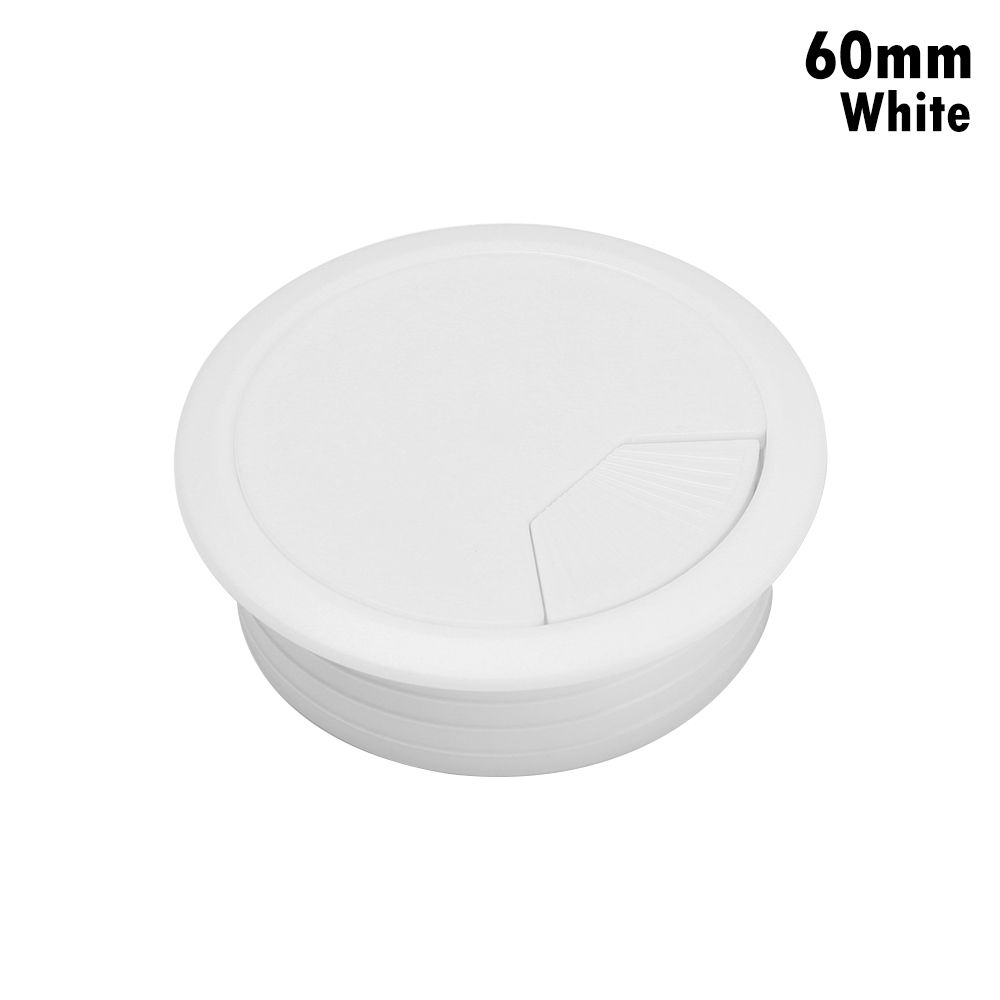 60/80mm Desk Table Plastic Cable Hole Cover PC Computer Desk Round Wire Tidy Grommet: white-60mm