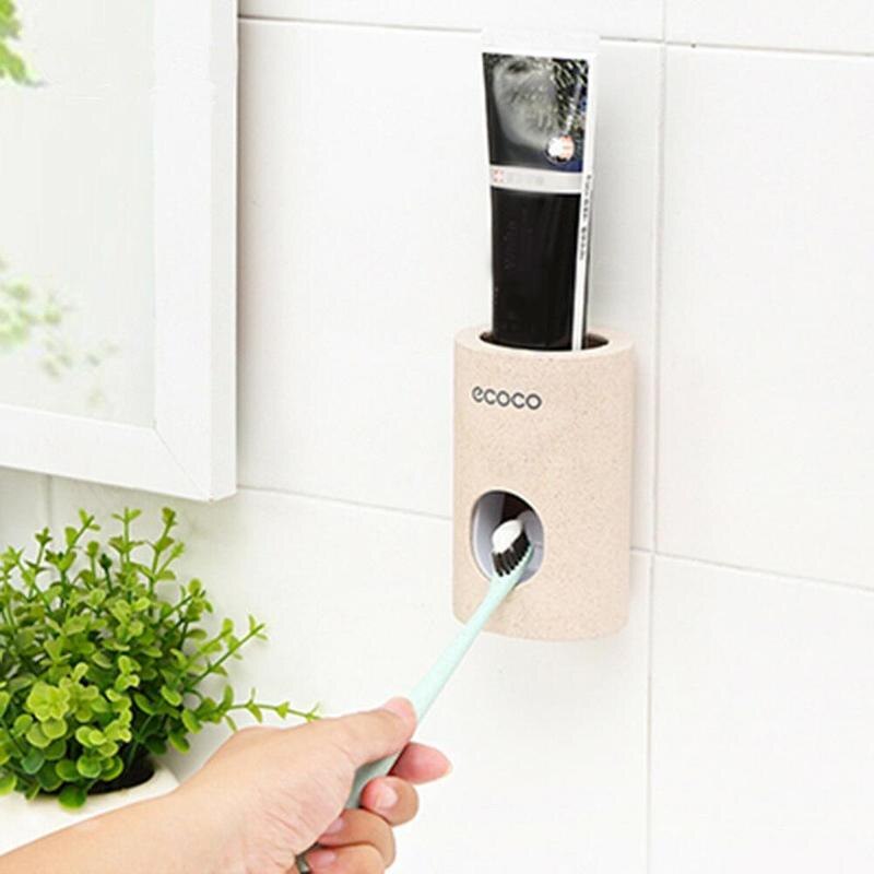 1pc vete halmpasta spikfri automatisk extrudering tandkräm väggmonterad lazy toothpaste extruder tandkrämshållare