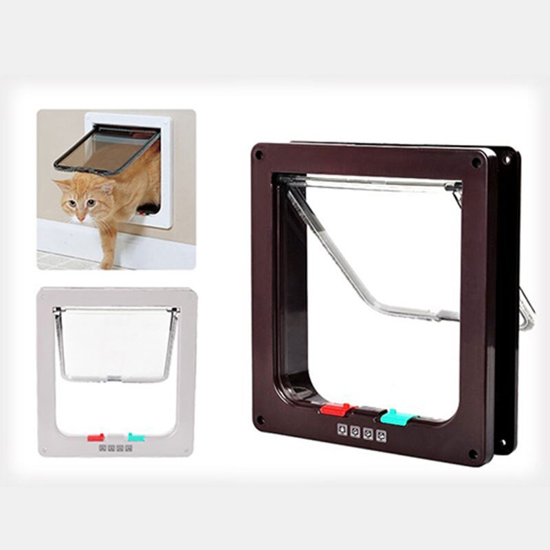 Pet Dog Door Lockable Household Doghole Automatic Safe Entry Frame Screen Dog Cat Gate Door Puppy Animal Hole