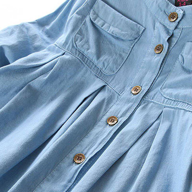 Nuovo di Modo della Molla Delle Ragazze Dei Capretti Demin Camicette Morbido Tessuto Camicia A Maniche Lunghe Abbigliamento Per Bambini