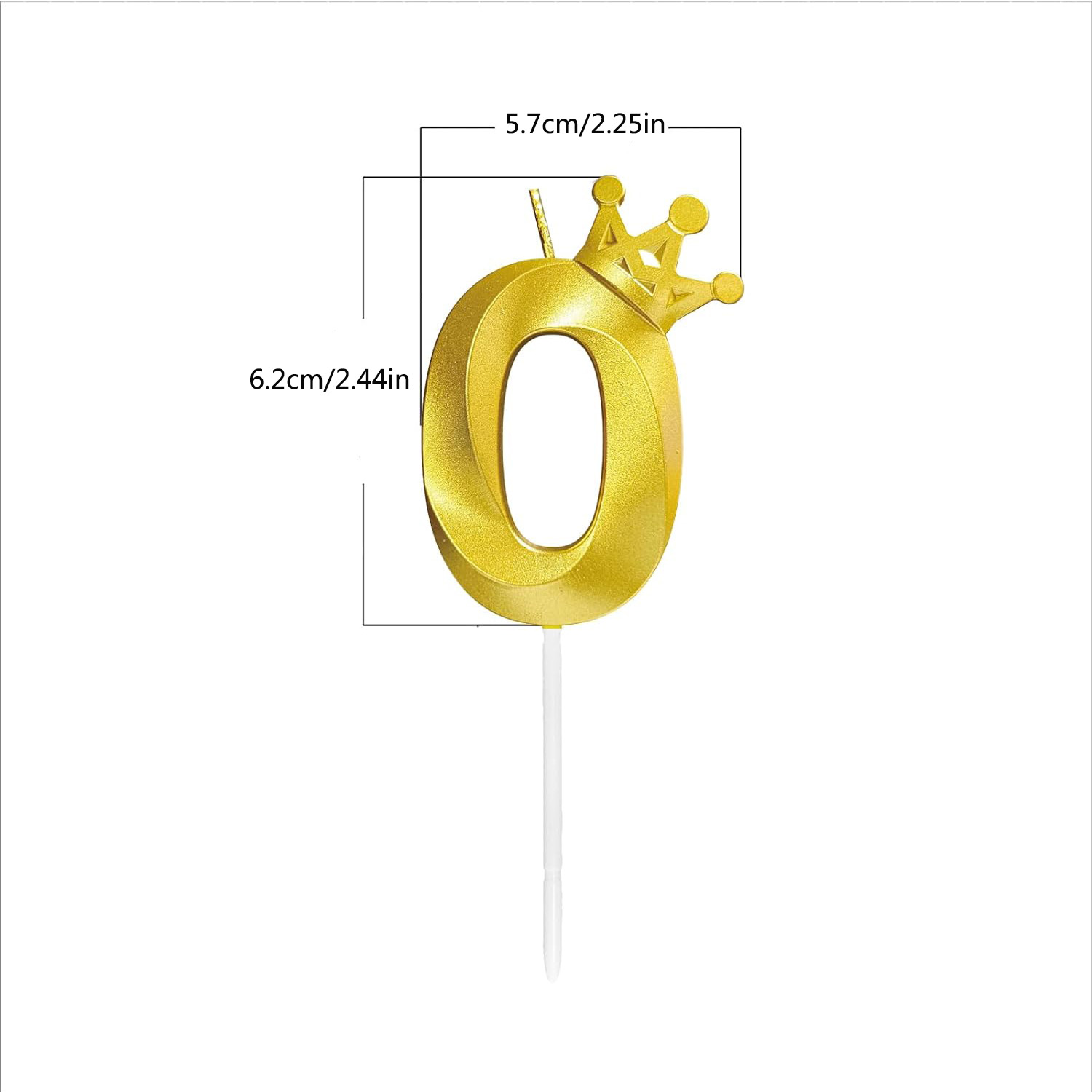 Number 0 Birthday Candle 3D Crown Crown-0 Gold Cake Topper Decorations for Happy Birthday Candles Anniversaries