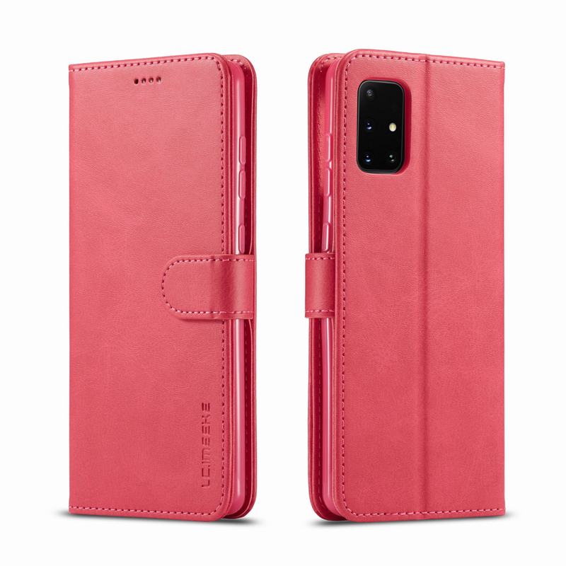Luxury Case For Samsung Galaxy A71 Cover Case Magnetic Flip Stand Wallet Cover For Samsung A 71 Phone Case On Galaxy A71 Coque: Rose Red