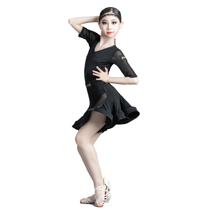 NOVEDAD DE VERANO , vestido de baile latino para niños, trajes de competición , falda de baile latino, traje superior 2 uds