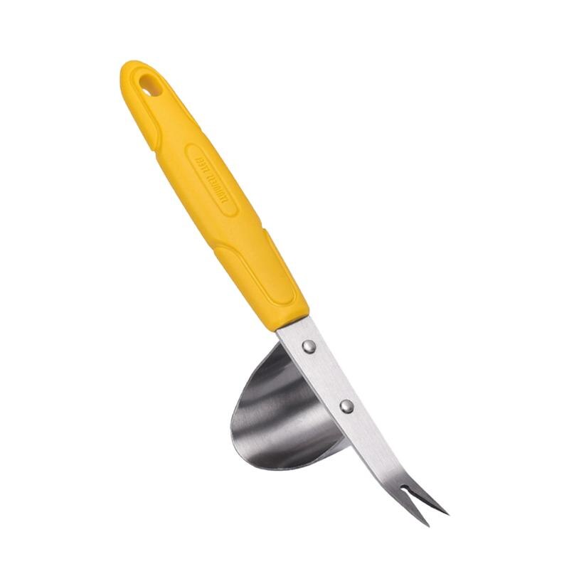 1 pieza de herramienta de deshierbe de acero inoxidable para jardín, herramienta de deshierbe Manual de plástico, dispositivo de deshierbe Y pala tipo boca (amarillo)