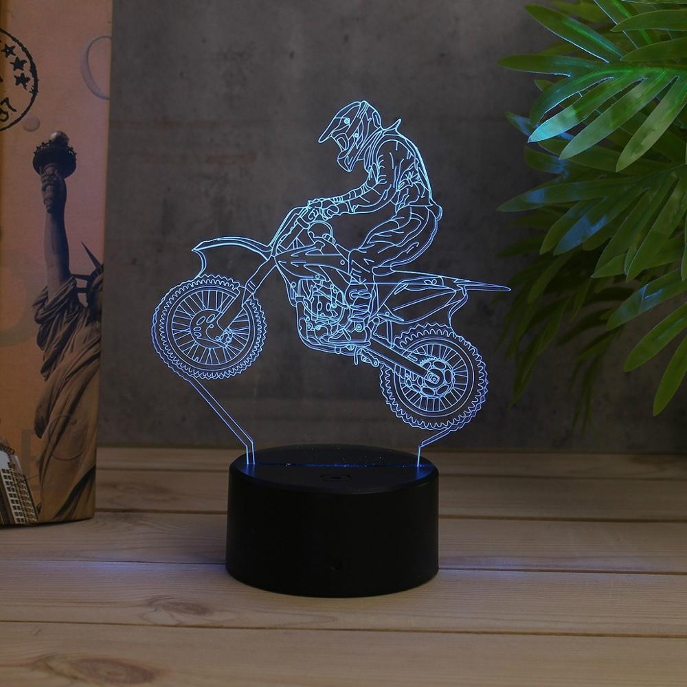 Lámpara LED 3D de acrílico para motocicleta y Motocross, luz de mesa táctil nocturna, 7 colores