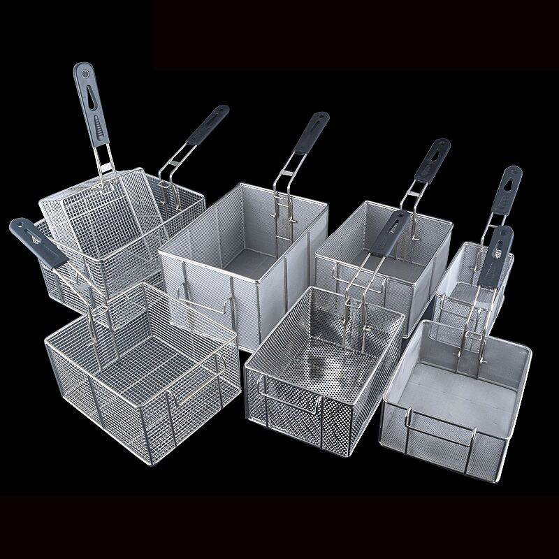 Stainless steel frying basket net French fries basket frying frame square oil control filter frying basket dense frying screen
