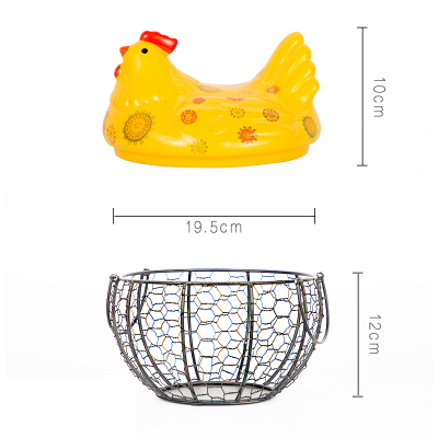 Keramische eierhouder kippengaas eiermand fruitmand collectie keramische kippenornamenten decoratie keuken opberggereedschap: 3