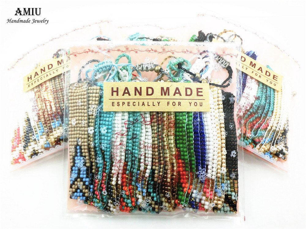 AMIU paquet fait à la main à vendre bohème tissage perles amitié Bracelet tissé corde chaîne emballage ensembles 12 pièces pour femmes hommes