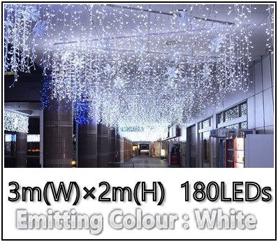 3*3m 300 leds led gordijn lichtslinger led kerst slinger feest patio raam decoratie kerstverlichting bruiloft verlichting  eu 220v: 180 leds wit / Eu 220-240v stekkers