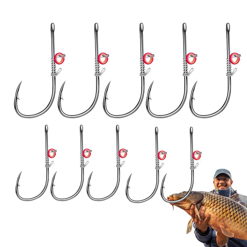 Anzuelos de pesca para camarones vivos, anzuelos fijos de acero al carbono con púas y agujeros 2 # /3 # /4 # Anzuelos de pesca de lubina Catfish para accesorios de pesca