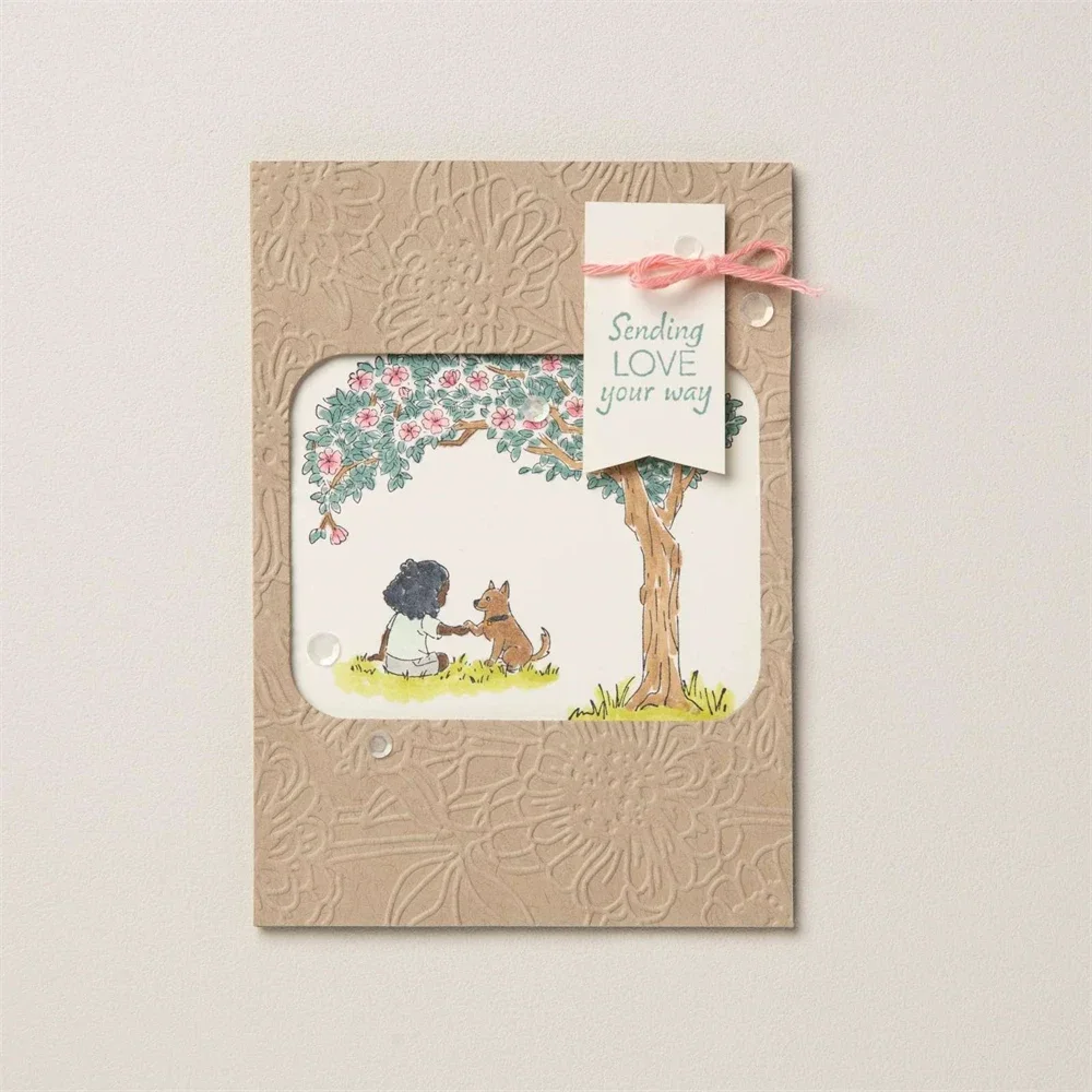 Smuk blomsterkrans med tekst, stempel og skæremaljer med mit hjerte, tedderbjørn, stempelsæt til gør-det-selv scrapbooking, kort, kreative ma