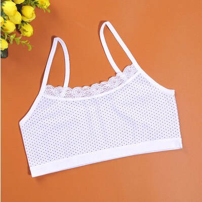 Children's bra development period vest suspension girls small vest primary school students single-layer thin Girl training bra: White