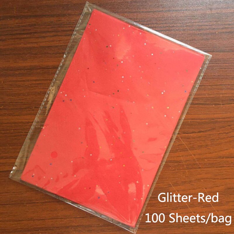 100 arkuszy/worek A5 papiery do pakowania Retro kolorowy nadruk bibułka zakładka pakowanie prezentów papiery kwiatowy prezent opakowanie DIY: Red-Glitter Dots