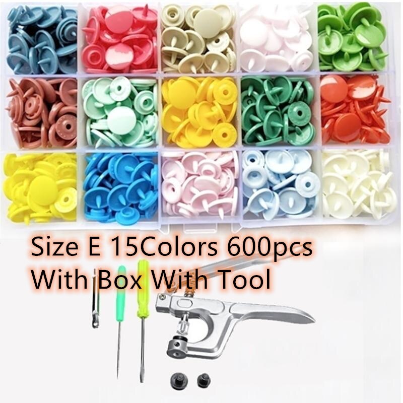 200-440 stücke Kunststoff Druckknopf mit Druckknöpfen Zangen Werkzeug Kit Organizer Container Druck Naht Druckknopf Druckknöpfen werkzeuge: Size E