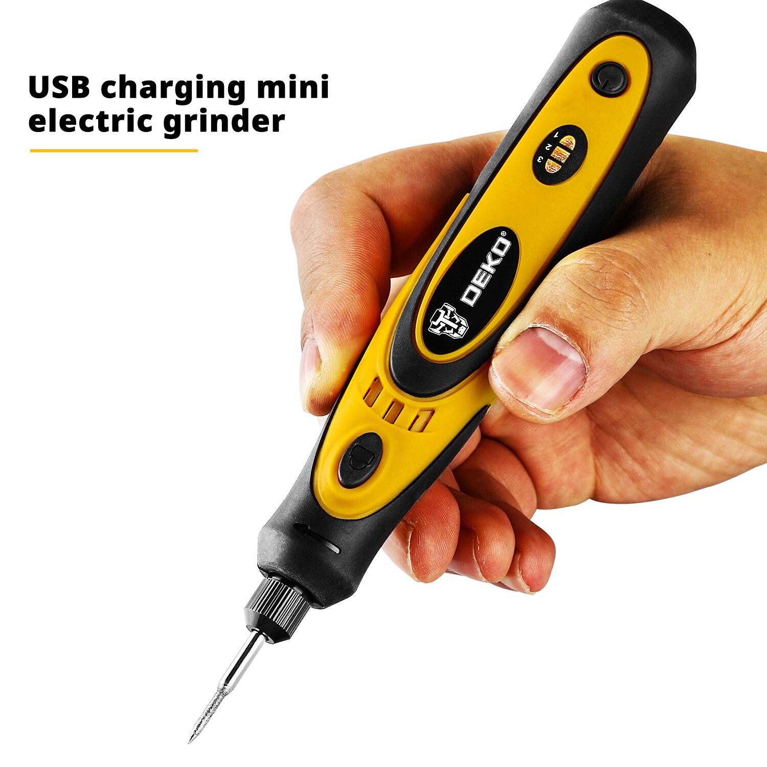 DEKO-herramienta rotativa DKRT3.6JN01, minitaladro inalámbrico de velocidad Variable con carga USB, herramientas eléctricas, juego de amoladora con accesorios de grabado