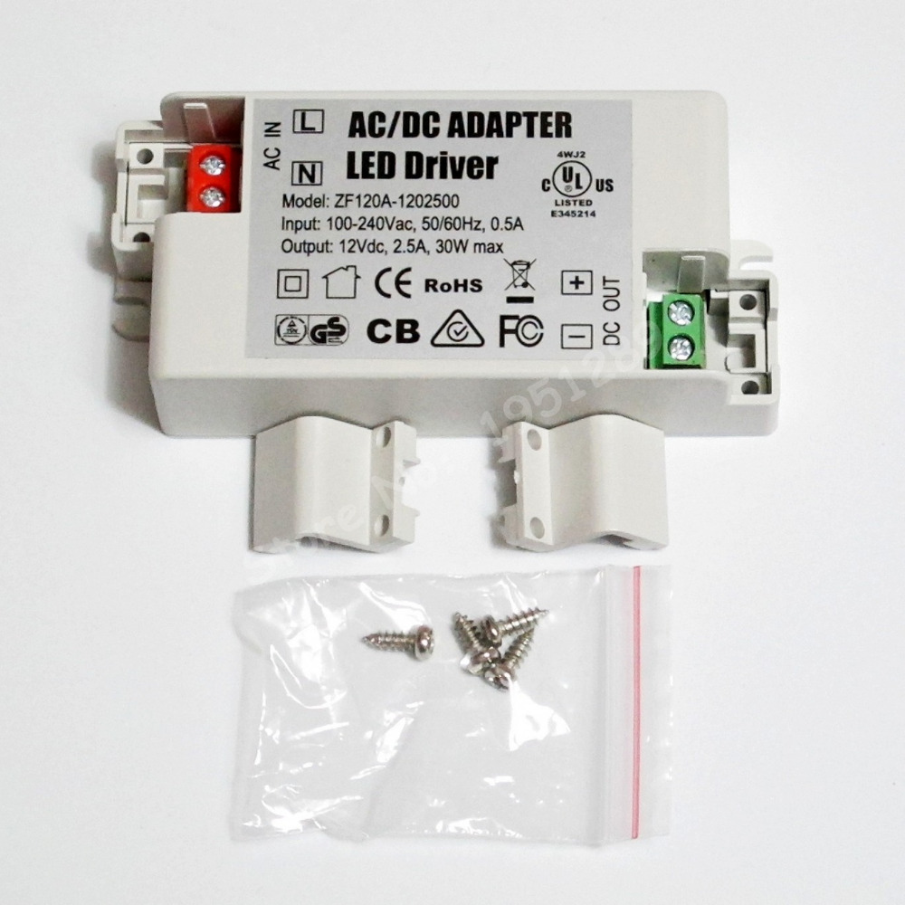 30W 2500mA MR16 MR11 LED Driver AC/DC Adapter Transformer Input AC 100V-240V Output DC 12V For LED spotlight and LED strip