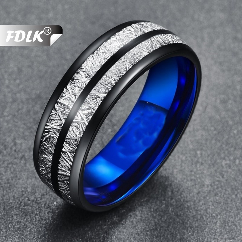 Fdlk Wedding Band 8Mm Breedte Mannen Vrouwen Ringen Accessoires Blauw Rvs Ringen Paar Anillos Mode-sieraden