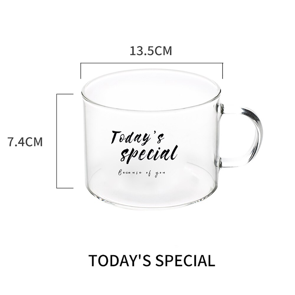 Glas frukost kopp kort stil transparent kaffe muggar hög temperatur motstånd juice mjölk te dessert havre muggar: Särskild