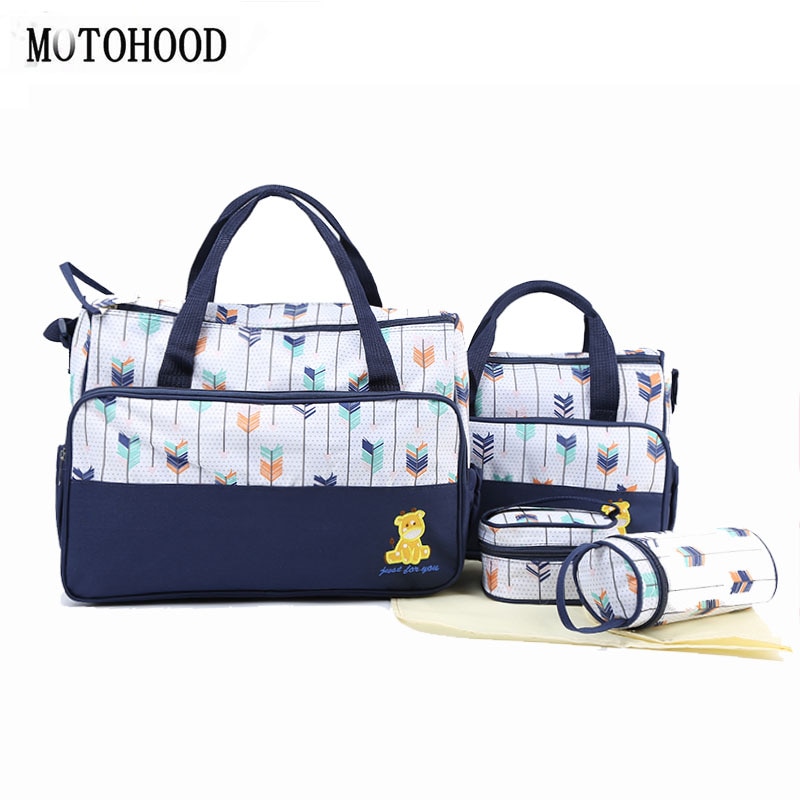 MOTOHOOD 5 stücke Baby Windel Tasche Anzüge Für Mutter Mutter Mutterschaft Tasche setzt Baby Flasche Halfter murmeln Frauen Tasche Für kinderwagen