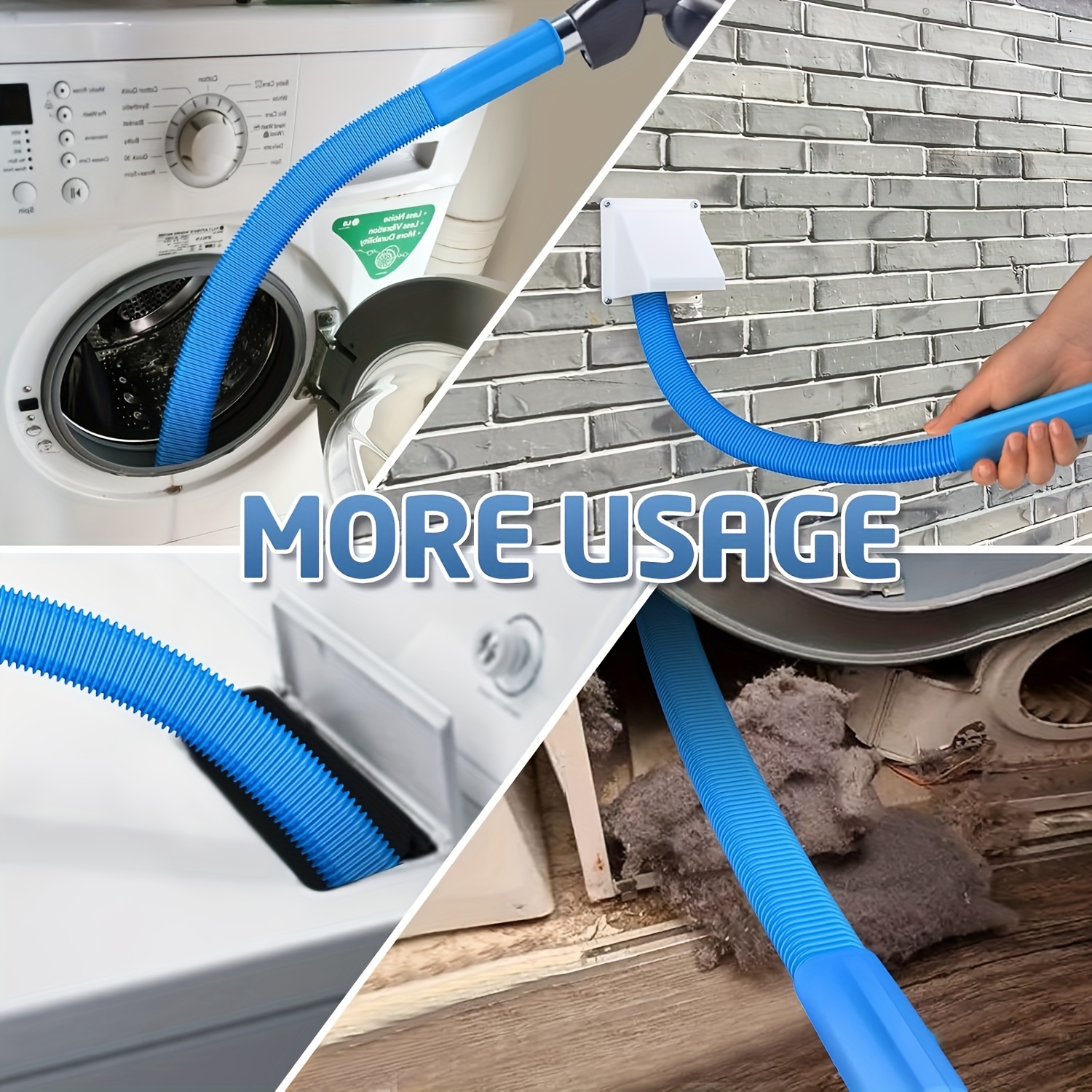 Acessório para mangueira de limpeza de exaustão de secadora, ferramenta flexível azul 1pc para remoção eficiente de fiapos.