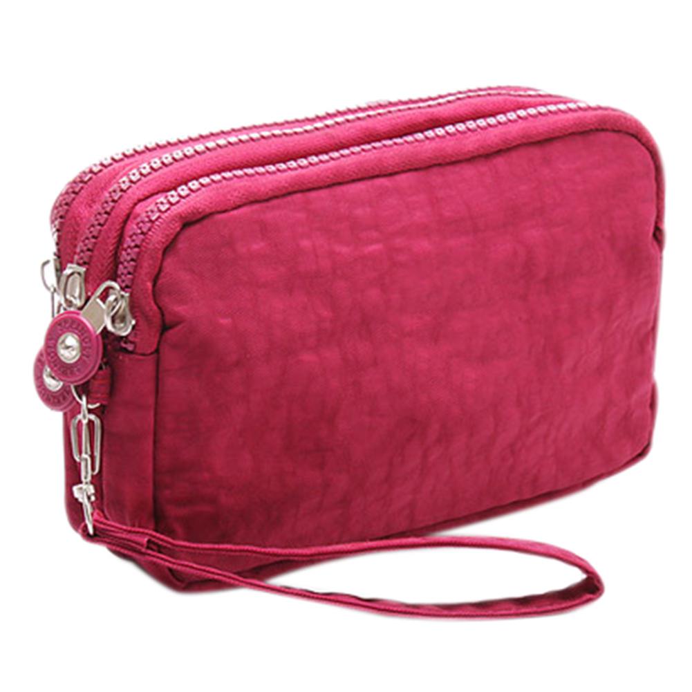 Dame håndtaske telefon pung pakke 3 lag håndtaske tværsnit kobling taske store kapacitet tasker til kvinder sac en main: Rødvin