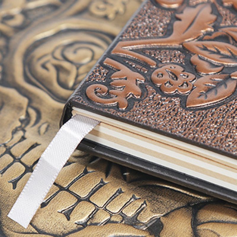 Skull Flower Embossed A5 Leather Notebook Journal Notepad Travel Diary Planner School Office Supplies