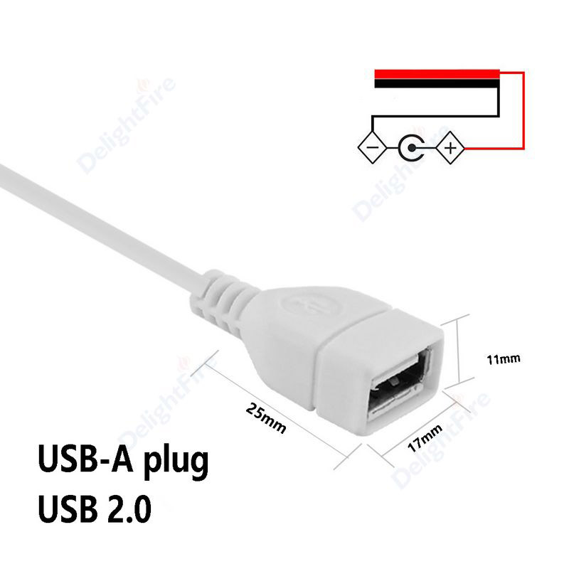 DC 5V USB 2.0 Typ A Męnarty 2-pinowy kabel Zasilacz Ładowarka robić DC5V Jednokolorowa taśma doprowadziło Światło DIY Kabel łączący: Lawenda / 1 P