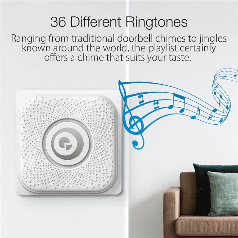 DIGOO DG-PJ16R 433MHz Plug-in Wireless Doorbell Kit 36 Melodies Chime 8 Volume Adjustment 1 Button 1 EU/US Plug Receiver