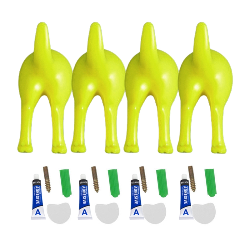 Gxma 4 Stuks Nordic Stijl Leuke Plastic Hond Staart Haken Met Schroeven Plakband Muur Gemonteerde Sleutel Hanger Hoed Jas muur Haak Thuis: GN