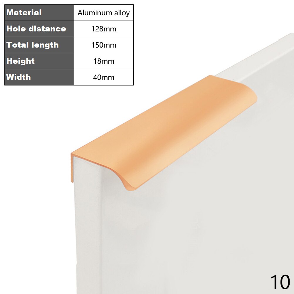 Goud Zwart Verborgen Kast Trekt Aluminium Keukenkastje Schuifladegrepen Knoppen Handvat Slaapkamer Hardware 8-40Cm: Gold-15cm