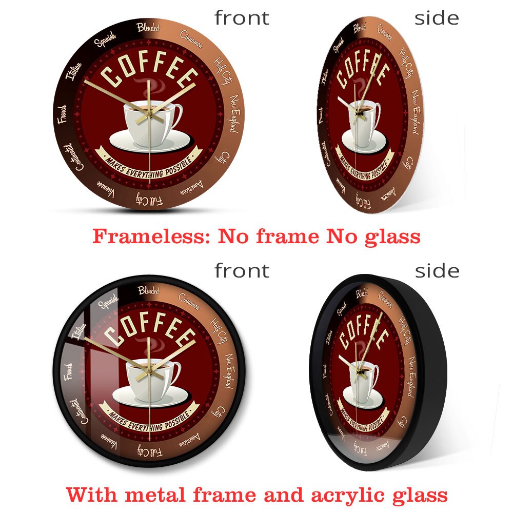 Kaffe gør alt muligt kaffebar tegn cafe tid tavs vægur køkken væg kunst indretning væg ur kaffe elsker