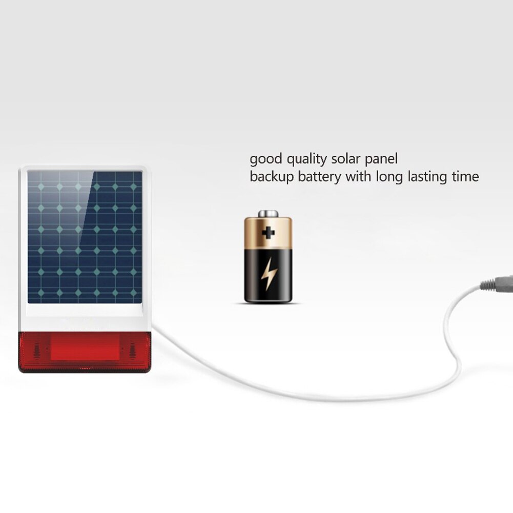 Solar Powered 433MHz Strobe Light Siren for Home Security Burglar Alarm System Home Security Alert Infrared Sensor