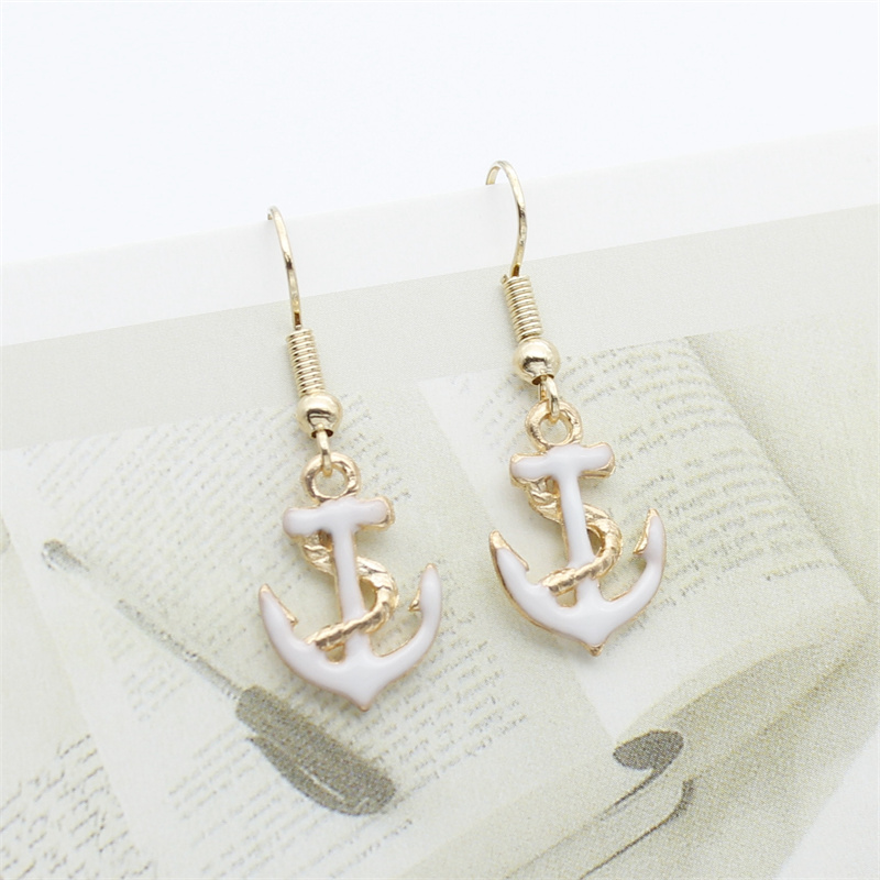 Pendientes colgantes de ancla Retro para mujer, aretes de gota de aceite de aleación, lindos objetos pequeños, joyería de personalidad, para damas