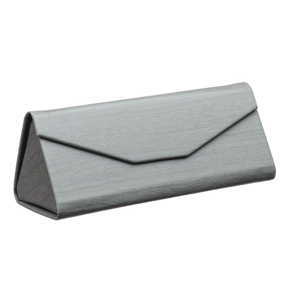 Boîte à lunettes pliante en forme de Triangle à aimant puissant, étui à lunettes étanche en PU, Grain de bois, boîte à lunettes de protection Portable 1 pièce: A grey