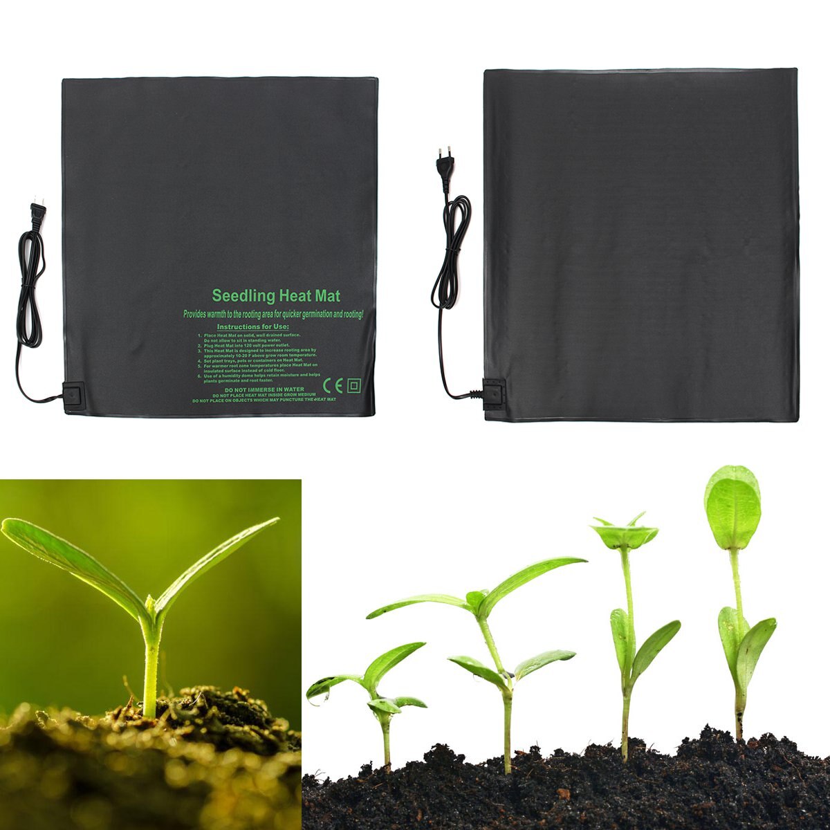 Garden Plant Heating Mat 52x52cm Waterproof Plant Nursery Germination Propagation Clone Starter Warm Hydroponic Heating Pad