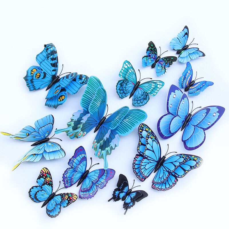 3D Vlinder Magneet Muur Sticker 12 Stuks Multicolor Dubbele Laag Vleugels Creatieve Butterflie Woondecoratie Accessoires 3D Stickers