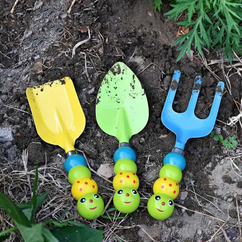 Have skovl, rive, kultivator, ukrudtsværktøj med ergonomisk håndtag larve modellering børnehave planteværktøj