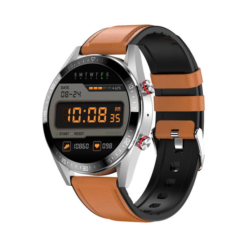 Montre connectée Z18 pour hommes, Bracelet de Sport, avec affichage constant de l&#39;heure, multifonction, Bluetooth, appel, musique, pour Android et IOS,: leather silver