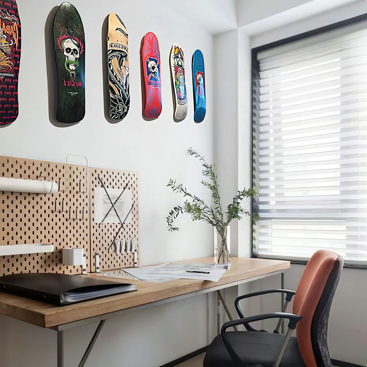 2 Packs Skateboard Wall Mount Skateboard Hanger for Skateboard Deck Display and Storage