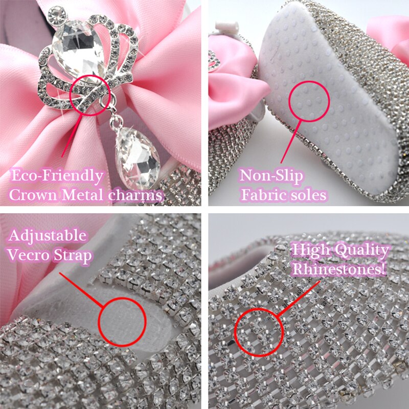 attache tetine pour bébés tétines et accessoires Dollbling – chaussures de luxe en strass pour bébé fille, ensemble de bandeau de premier marcheur, chaussures de princesse scintillantes, de fête prénatale SH
