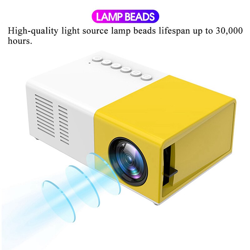 EU Mini J9 LCD LED Projector 1200 Lumens 1080P Beamer Portable 800:1 HDMI / SD / USB Office Home Cinema