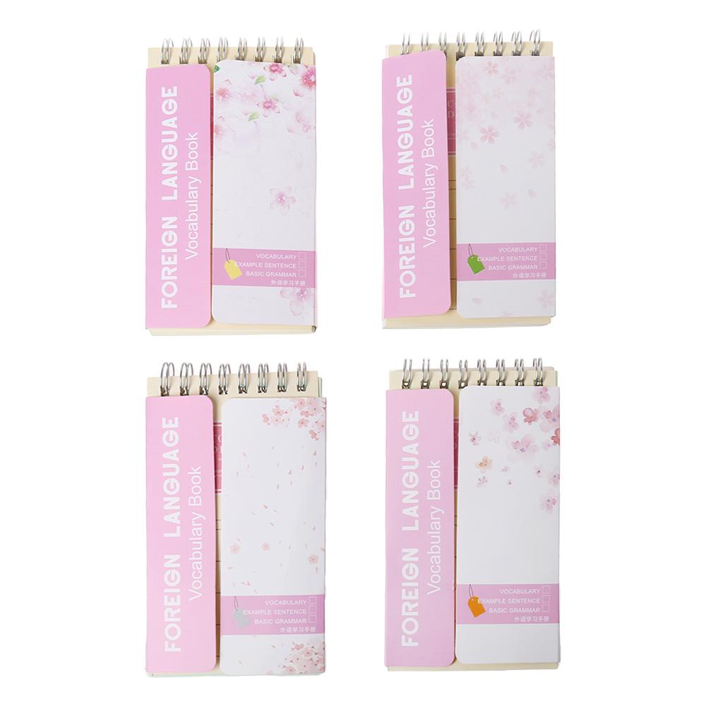 Cherry Blossoms English Word Coil Book Vocabulary Notebook Diary Notepad Hand Memo Book Stationery M17F