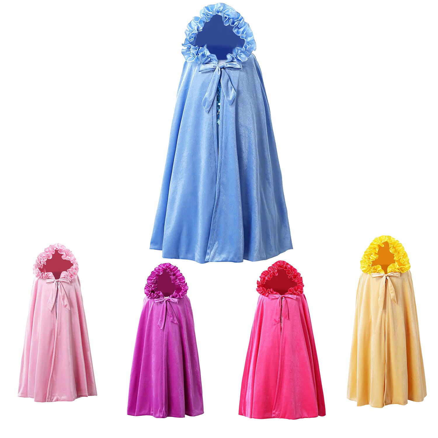 Girls Princess Long Cloak Elsa Belle Party Hooded Cloak Cinderella Aurora Ariel Sofia Rapunzel Christmas Cosplay Gown Costumes