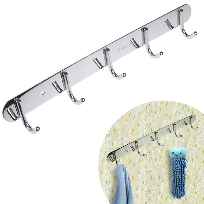 3-7 krokar rostfritt stål badrum kök krokar arrangör handduk hållare rack vägg krokar dörr klädhängare sovrum montera krok: 5 krokstil 2