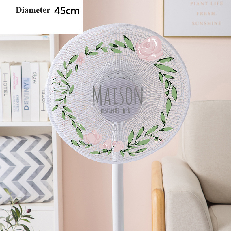 Cute Printed Electric Fan Cover for Baby Kid Finger Protector Safety Mesh Net Cover Children Hand-protected Fan Guard Dust Cover: Wreath-45cm