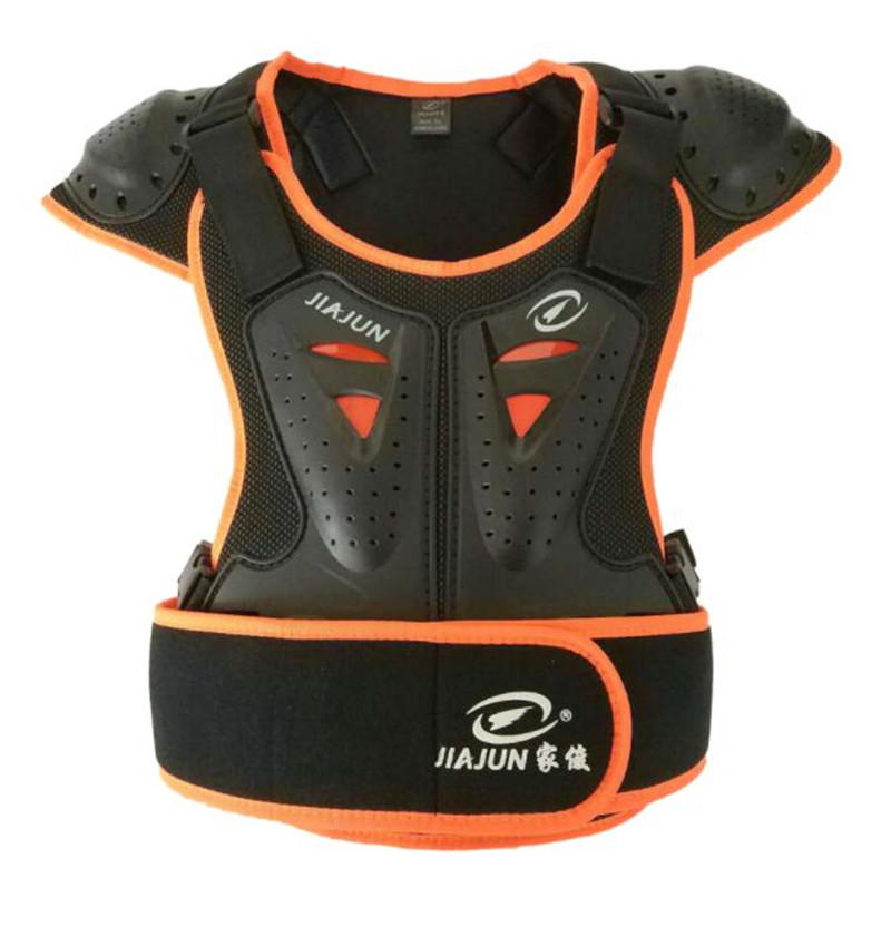 Jiajun Kind Body Protector Armor Motorjacks Motocross Back Shield Mouwloos Vest Spine Borst Beschermende Gears Jas: Oranje / L